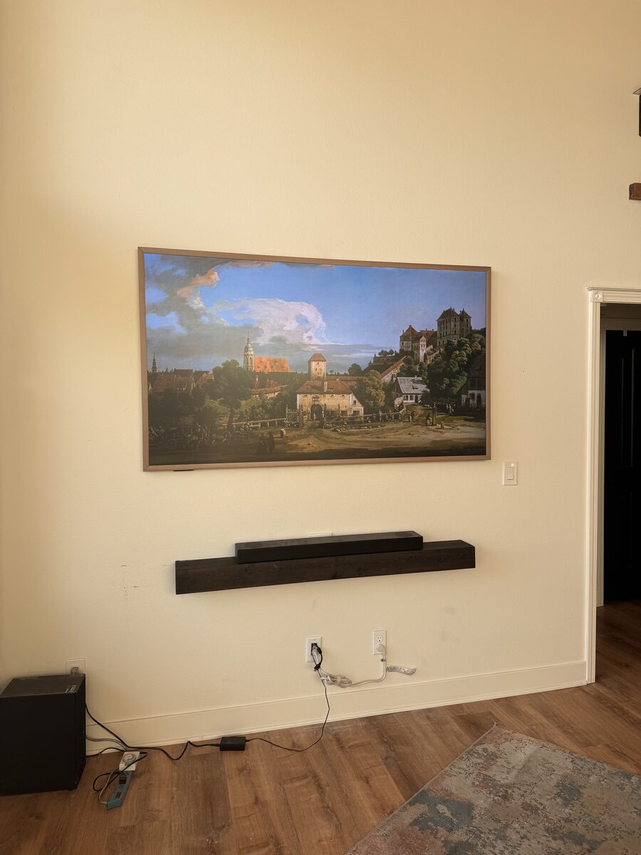 Finished Frame TV and soundbar mounting setup for a Treasure Valley homeowner